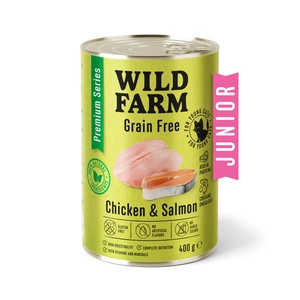 WILD FARM Premium Grain Free Poulet et Saumon Junior 400g - nourriture sans céréales pour chatons