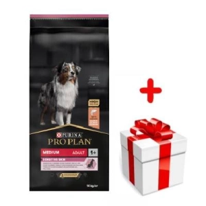PRO PLAN Sensitive Skin Medium Adult Croquettes pour chien riches en saumon 14kg+Surprise