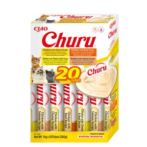 INABA  Churu  Pour chats - mélange avec du poulet et du bœuf 20x14g