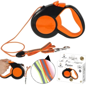 NUXIE® laisse automatique pour chien cordelette réfléchissante 8m 50kg orange