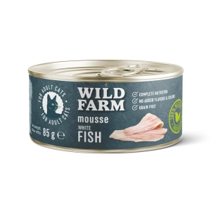 WILD FARM Mousse Poisson Blanc 85g - mousse sans céréales pour chats