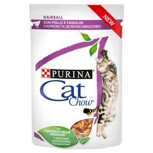 CAT CHOW Hairball Poulet et haricots verts en sauce 85g x2