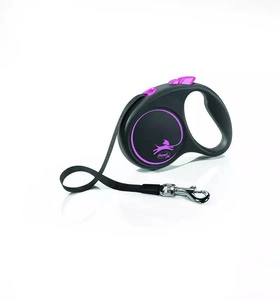 Flexi Laisse Noir Design M sangle 5m Jusqu'à 25kg Rose