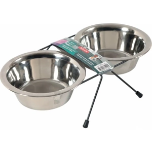 Zolux Set de 2 gamelles Inox 700 ml + support métal