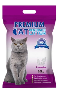 Litière Bentonite Agglomérante Premium pour Chat - Lavande pour chat 20kg