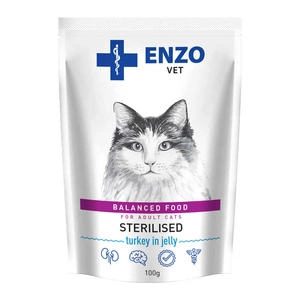 ENZO VET Alimentation stérilisée pour chats stérilisés avec de la dinde en gelée 100g