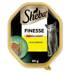 SHEBA Finesse 85 g – aliment humide complet pour chats adultes, au poulet, en pâté