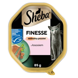 SHEBA Finesse 85 g – aliment humide complet pour chats adultes, au saumon, en pâté