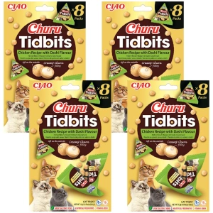 INABA Cat Churu Petits morceaux - Poulet au bouillon dashi 4x(8x12g)