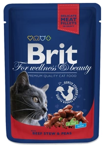 Brit Premium Cat pour chats adultes avec du bœuf et des pois 100g x12