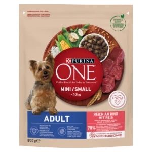 PURINA ONE Mini Adult Bœuf, Riz - Croquettes pour chien - 800g