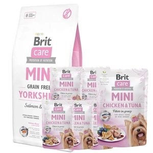 Brit Care Mini Grain Free Yorkshire avec saumon et thon 2kg+  Mini Pouch Fillets en sauce au poulet et au thon 10x85g