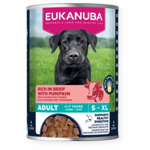 EUKANUBA Nourriture humide pour chiens adultes, riche en bœuf et en potiron 400 g