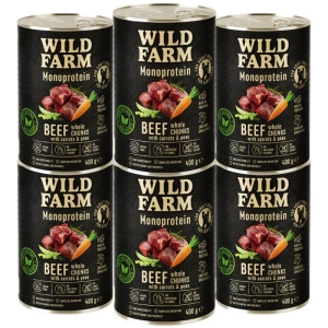 Wild Farm Monoprotein Bœuf 6x400 g - aliment hypoallergénique pour chien