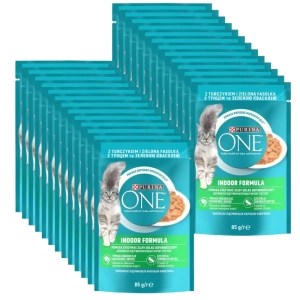 Purina One Cat Indoor au thon et aux haricots verts 26x85g