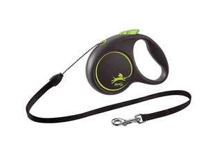 Flexi Laisse Design Noir M Corde 5m Jusqu'à 20kg Vert