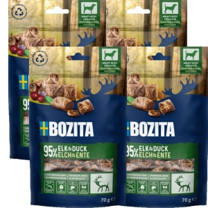 BOZITA Meaty Bites friandises pour chien à l'orignal et au canard 4x70g