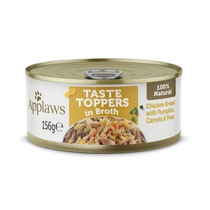 Applaws Taste Toppers Naturel Nourriture humide pour chien Poulet avec citrouille Carottes et Pois en Bouillon 156g Canette