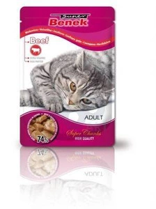 SUPER BENEK Sachet pour chat adulte avec galettes de bœuf 100g