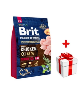Brit Premium By Nature Senior L+XL avec du poulet 3kg + Surprise pour votre chien GRATUITES !