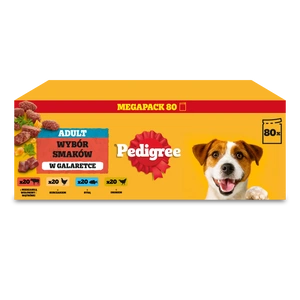 PEDIGREE® Adult Nourriture humide pour chiens adultes, Assortiment de saveurs en gelée, sachet 80x100 g