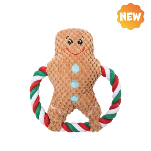 UNIQ PETS Peluche pour chien Squeakies, bonhomme de neige à tirer en forme d'anneau avec couineur, 20 x 20 cm