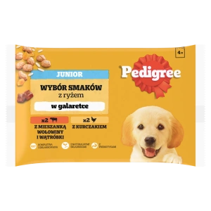 Pedigree Nourriture humide en gelée pour chiots (Poulet & Riz, Boeuf & Riz) 4x100g