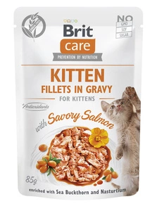 BRIT CARE Cat Chaton Filets en sauce au saumon savoureux enrichis à l'argousier et à la capucine 85g