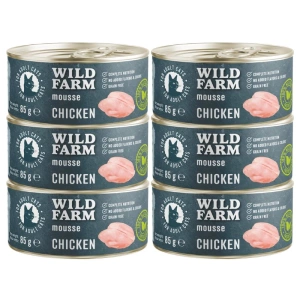 WILD FARM Mousse Poulet 6x85g - mousse sans céréales pour chats