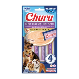 INABA Dog Churu (à base de poisson) saumon, crevettes 4x14g (56g)
