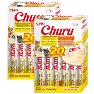 INABA  Churu  Pour chats - mélange avec du poulet et du bœuf 2x(20x14g)