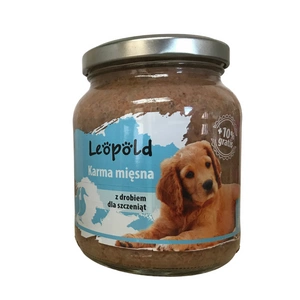 Leopold chiot aliment viande avec volaille 300g + 10% Gratuit ( Bocal)