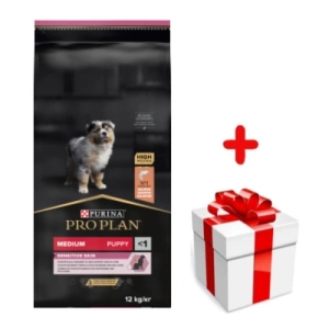 PRO PLAN Sensitive Skin Puppy Croquettes pour chiots riches en saumon 12kg+Surprise