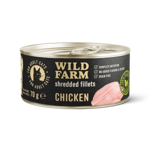 WILD FARM Filets de poulet 70 g - nourriture humide sans céréales pour chats, filet en bouillon
