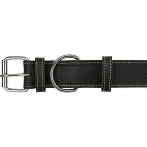 Rustic Heartbeat, collier, pour chien, noir, cuir épais, M : 38-47 cm/40 mm