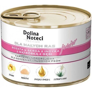 Dolina Noteci Premium pour chiens de petite Races Junior riche en cœur de dinde et foie d'oie 185 g x12