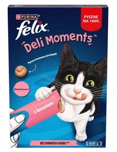 Felix Deli Moments Snacks crémeux pour chats au saumon 4x10g