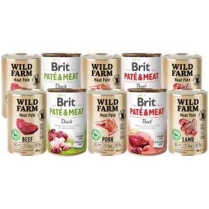 BRIT PATE & MEAT + WILD FARM Pâtés Mélange de saveurs 10 x400g