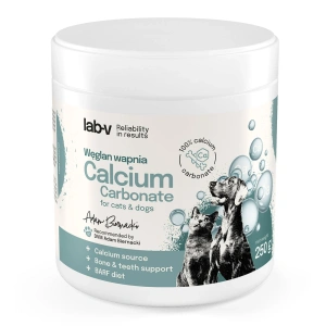 Lab-v Carbonate de calcium – Source naturelle de calcium pour chiens et chats 250 g
