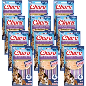 INABA Dog Churu (à base de poisson) saumon, crevettes 12x(4x14g)