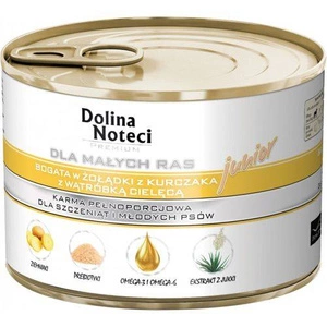 Dolina Noteci Premium pour chiens de petite race Junior riche en gésiers de poulet et foie de veau185g