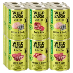WILD FARM Premium Mélange de saveurs sans céréales 24 x400 g - aliment pour chats sans céréales