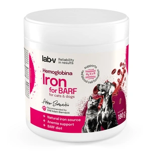 Lab-v Hémoglobine – fer héminique naturel pour les mélanges BARF et les régimes alimentaires domestiques 180 g