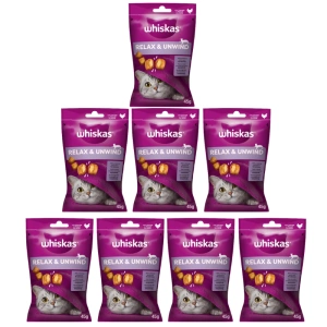 WHISKAS Relax & Relieve 8x45g friandise pour chat, avec du poulet