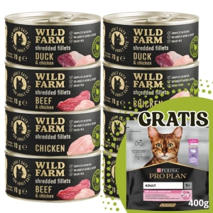 WILD FARM Filets Mix de saveurs 8x70g - nourriture humide pour chat sans céréales, filet en bouillon