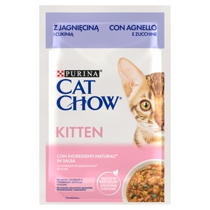 CAT CHOW Kitten Nourriture pour chatons à l'agneau et à la courgette en sauce 85 g - 20 SACHETS + 6 GRATUITS !!!