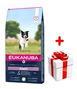 Eukanuba Puppy & Junior Small/Medium Agneau & Riz 12kg + Surprise gratuite pour votre chien