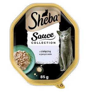 SHEBA Sauce Collection barquette 85g – aliment humide complet pour chats adultes, morceaux de veau, en sauce