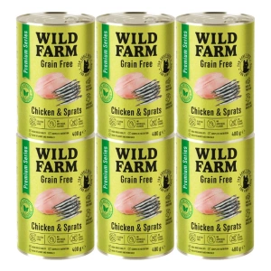 WILD FARM Premium Grain Free Poulet et Sprats 6x400 g - nourriture pour chat sans céréales