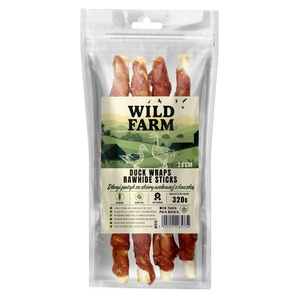 WILD FARM Long bâtonnet en peau de bœuf avec canard 28 cm 320 g friandise pour chien